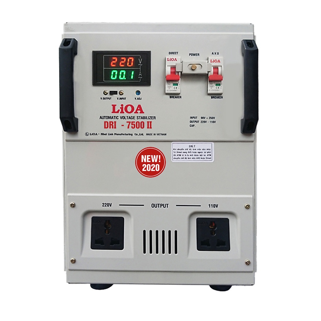 Ổn áp Lioa công suất 7.5kVA 1 pha (DRI-II 7500II NEW2020) (Dải rộng) hàng chính hãng bảo hành 3 năm
