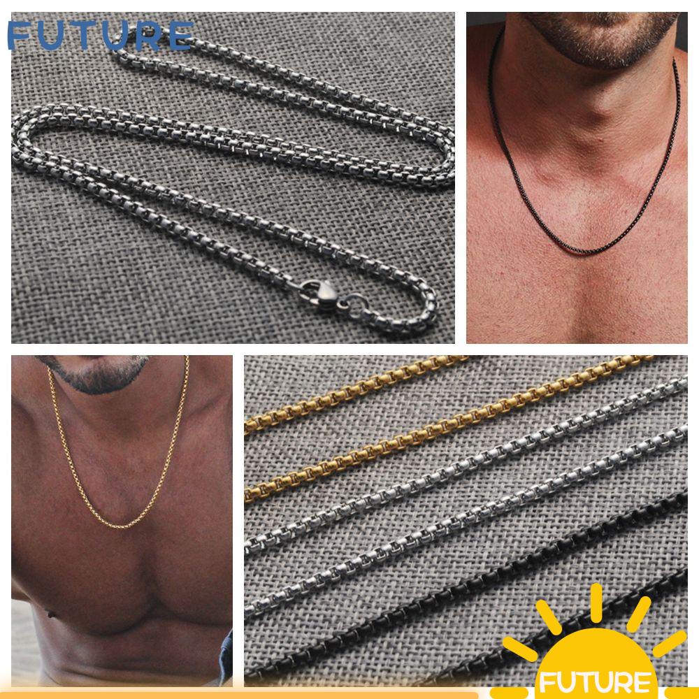 316 Stainless Steel Square Pearl Necklace Titanium Steel Jewelry with Chain