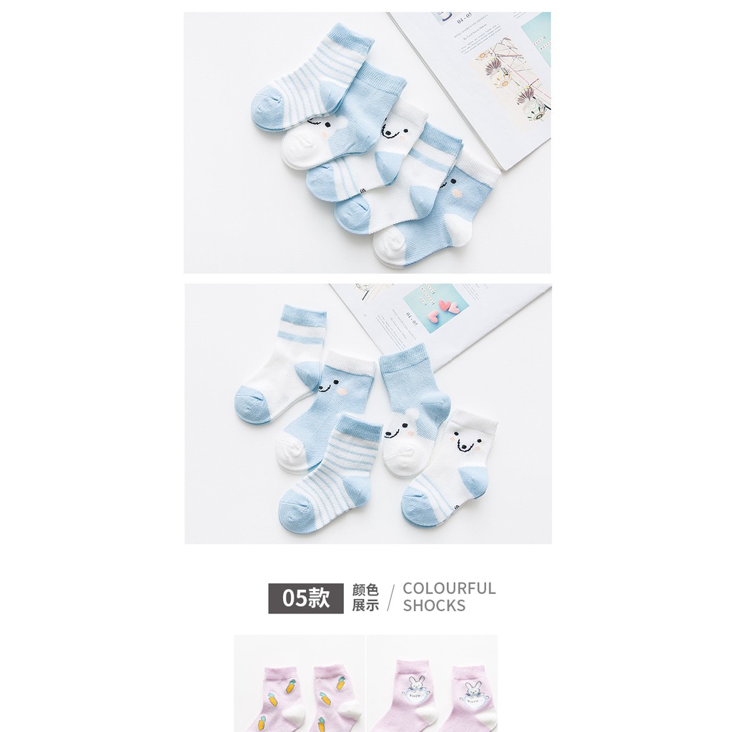 Set 5 đôi Tất cổ chân Hàn Quốc màu ngộ nghĩnh.