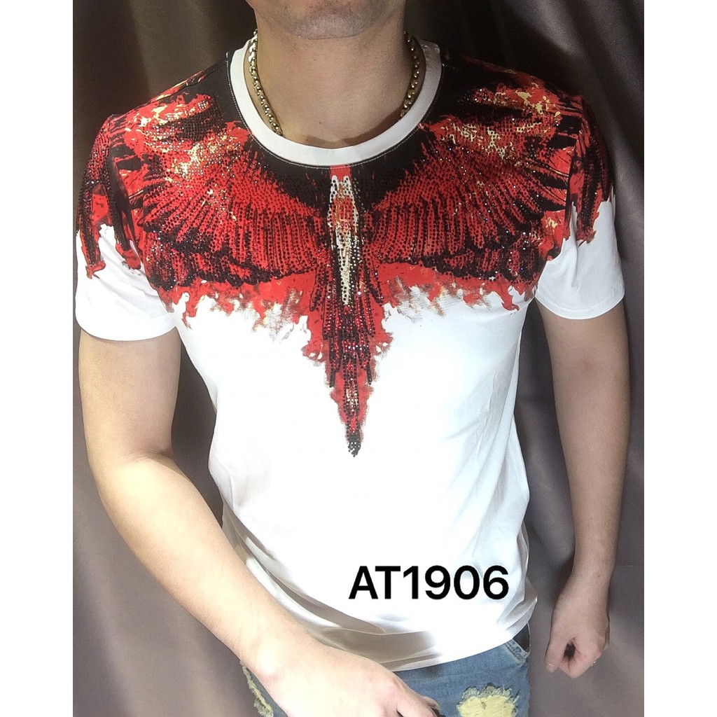 Áo thun cánh chim ngũ sắc AT1906(Nam - Nữ),sang trọng phong cách hàn quốc với những họa tiết đính đá cánh chim