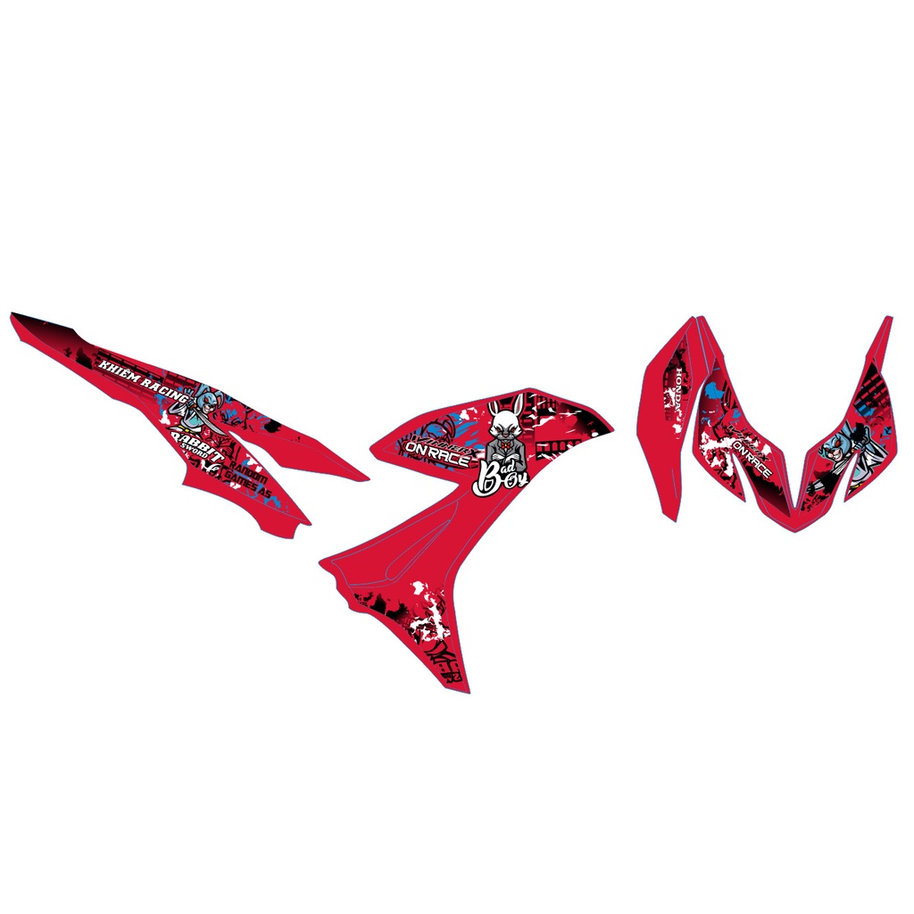 Tem Rời Honda Winner X Thỏ Điên - Tem 3 Lớp - Tặng Logo - Ver 4
