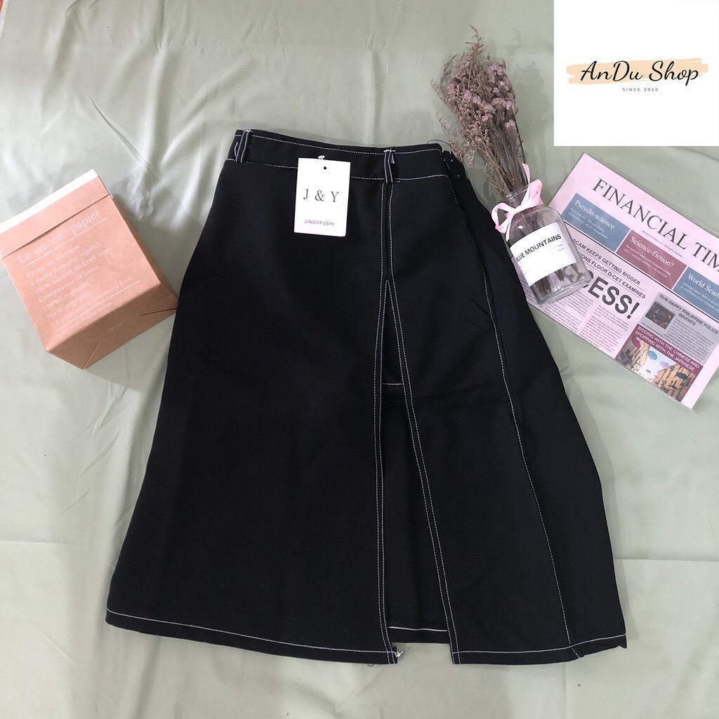 Chân váy chữ A giả jeans xẻ tà dáng suông ulzzang | BigBuy360 - bigbuy360.vn