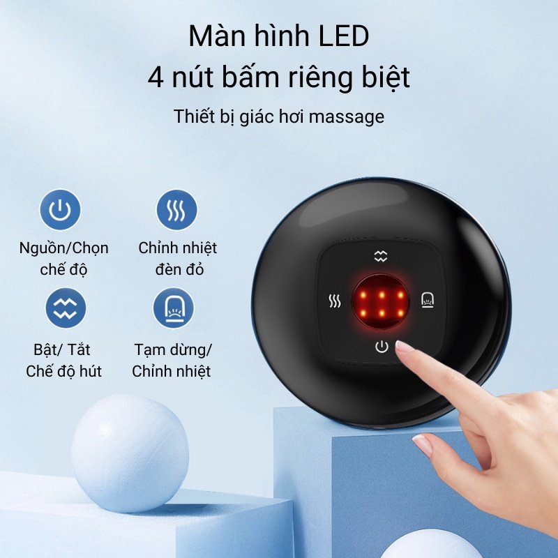 Máy giác hơi điện pin sạc USB, Máy cạo gió công nghệ hút chân không giúp giảm đau mỏi lưu thông khí huyết  - BH 12 Tháng