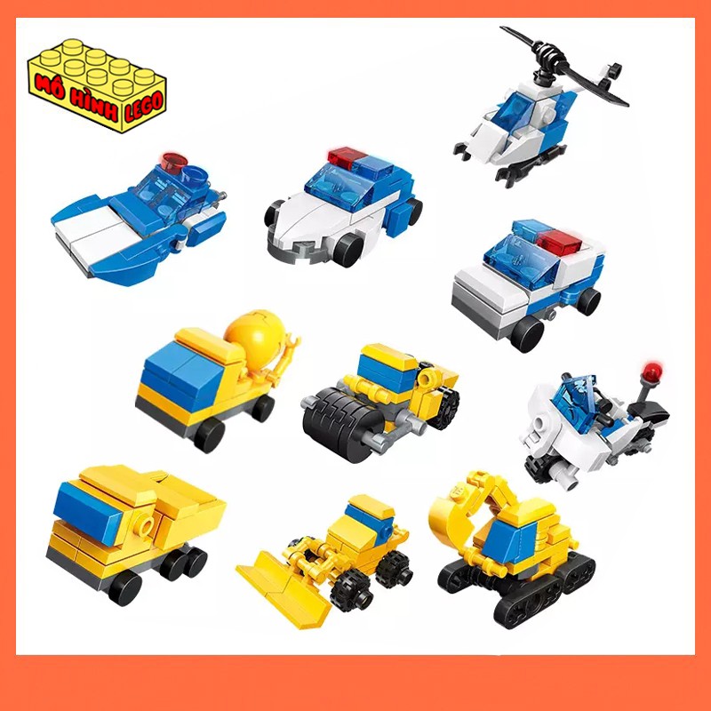 Đồ chơi lắp ráp lego giá rẻ Qman 2105 mô hình xe xây dựng, xe cảnh sát cho bé