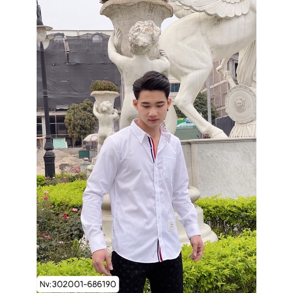 Áo sơ mi Thom Browne 3 vạch tay Cao Cấp,sơ mi trắng thêu vạch kẻ đỏ tay áo thom browne vải gai siêu mát