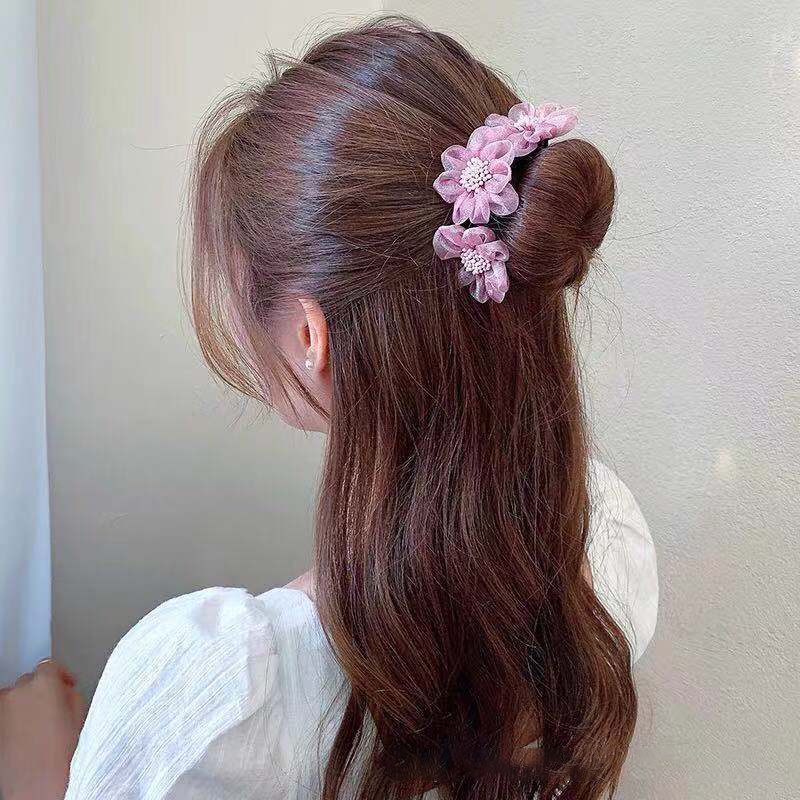 Dụng Cụ Hỗ Trợ Búi Tóc Thắt Nơ Ruy Băng Đính Ngọc Trai Dành Cho Nữ JP6