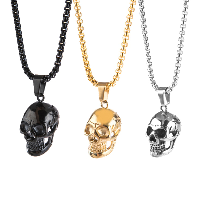 ShadowFashion Skull Style Punk Men and Women Fashion Hip-hop Gold-plated Necklace Stainless Steel Delicate Jewelry Gift