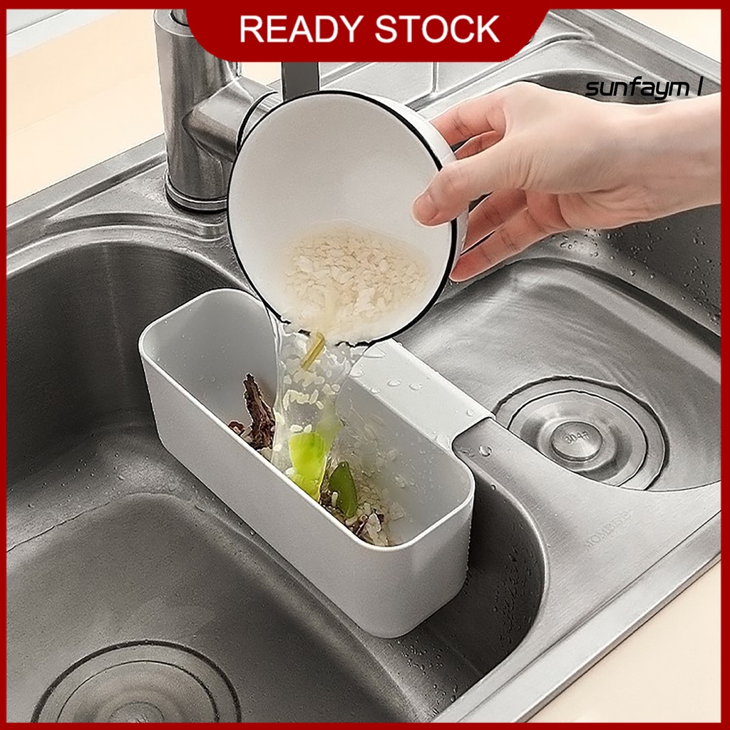 Khay nhựa kẹp bồn rửa chén lọc thức ăn thừa (7x13x21cm) - tặng kèm miếng chà xoong nồi