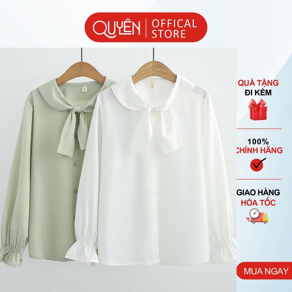 Áo sơ Mi công sở cổ thắt nơ hàn quốc Quyên Fashion AA554 tiểu thư