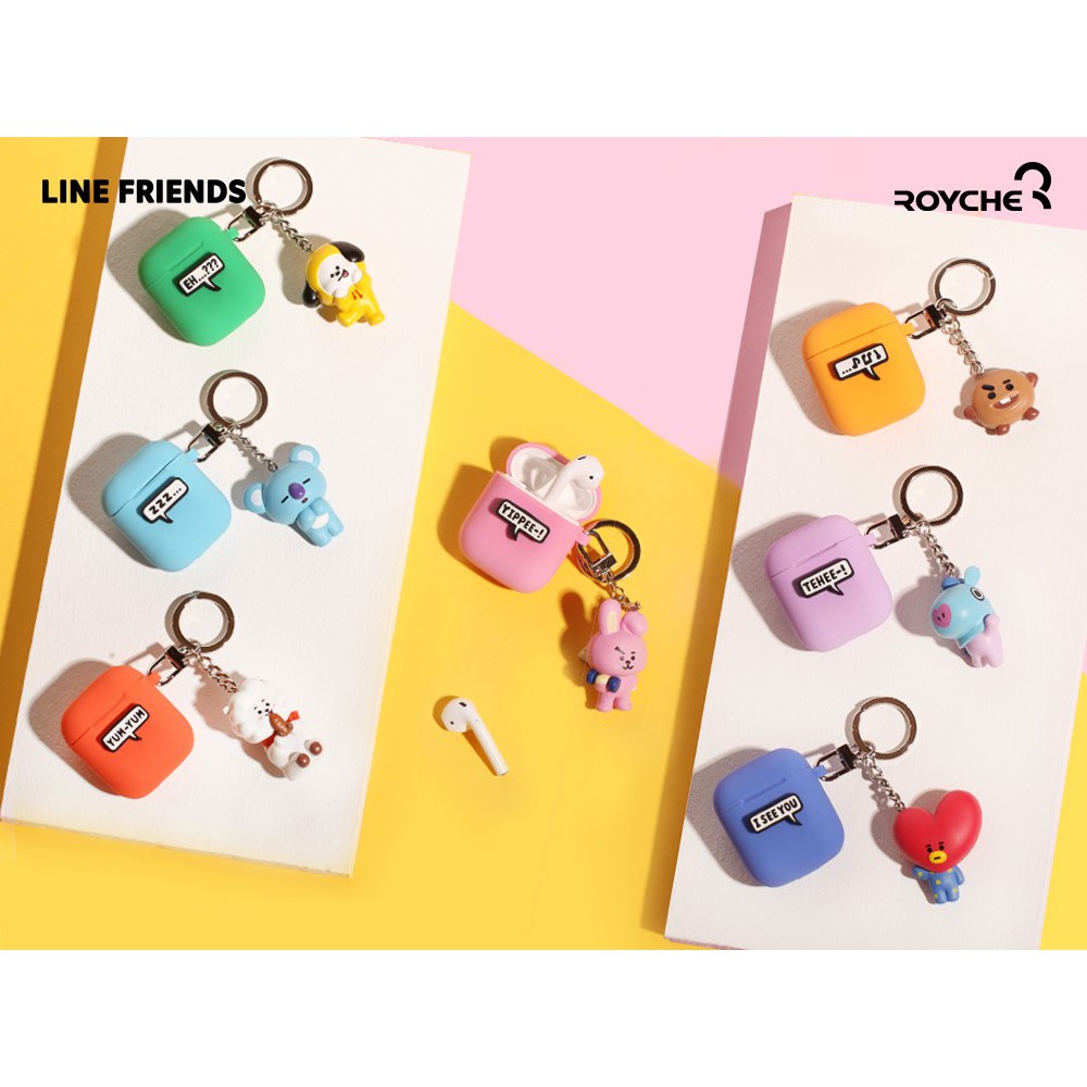 BT21 AIRPODS FIGURE CASE CHÍNH HÃNG ROYCHE NHẬP KHẨU (CÓ KÈM KEYRING)