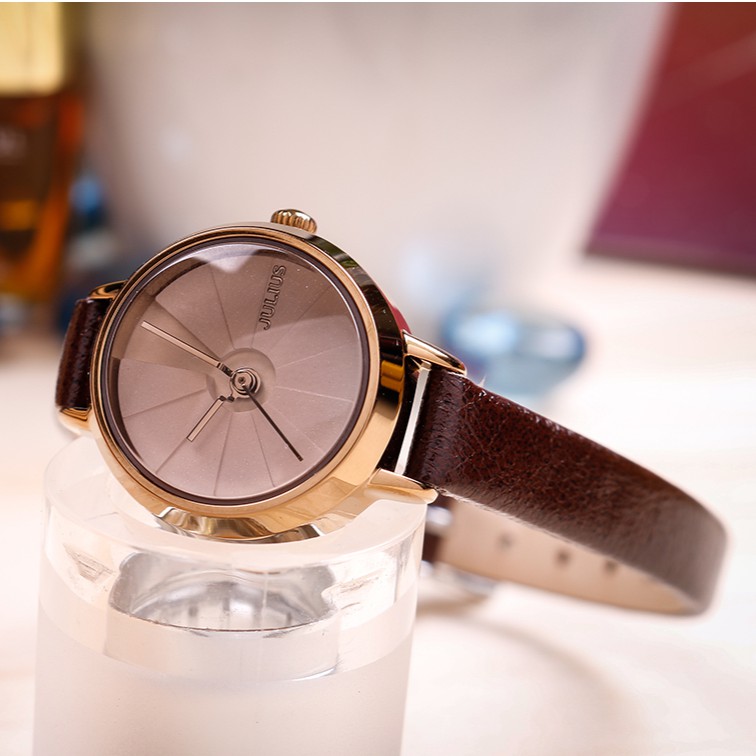 ĐỒNG HỒ NỮ JA-979E JULIUS HÀN QUỐC DÂY DA (NÂU)