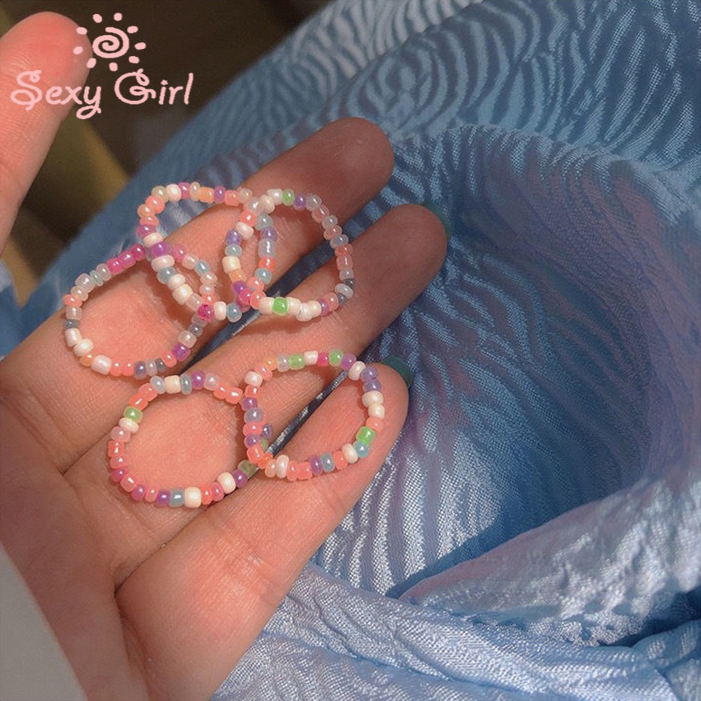 Nhẫn Co Giãn Nhiều Màu Sắc Cầu Vồng Thanh Lịch Quyến Rũ Dành Cho Nữ