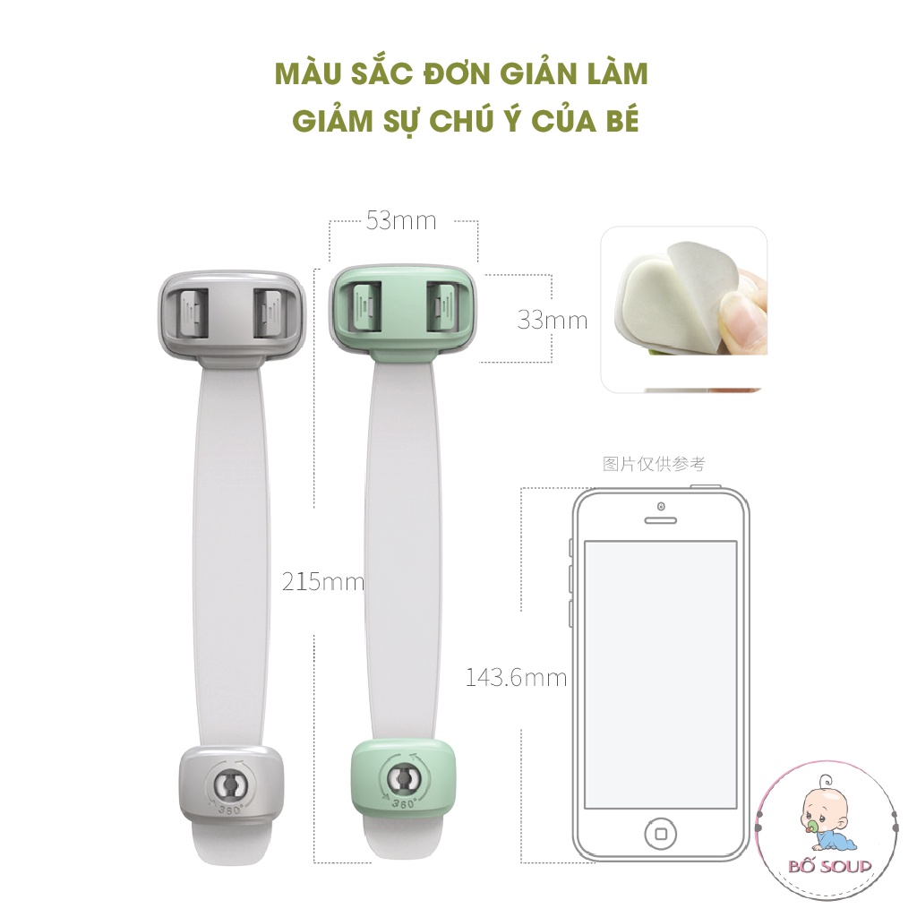 Khoá tủ lạnh, khoá ngăn kéo an toàn cho bé Looktosee chất liệu nhựa ABS cao cấp Shop Bố Soup
