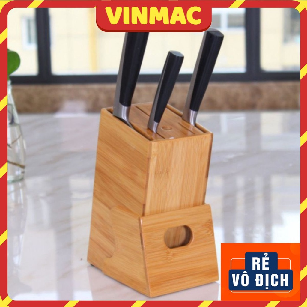 Hộp đựng dao kéo bằng gỗ tre tự nhiên thoát nước khô dáo sạch sẽ gọn gàng an toàn ngăn nắp