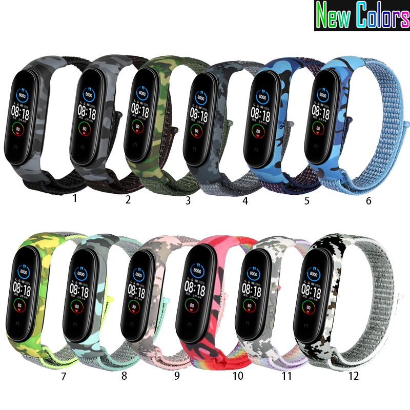 Dây đeo nylon họa tiết rằn ri thay thế cho Xiaomi Mi Band 5 Miband 6 5 4 3