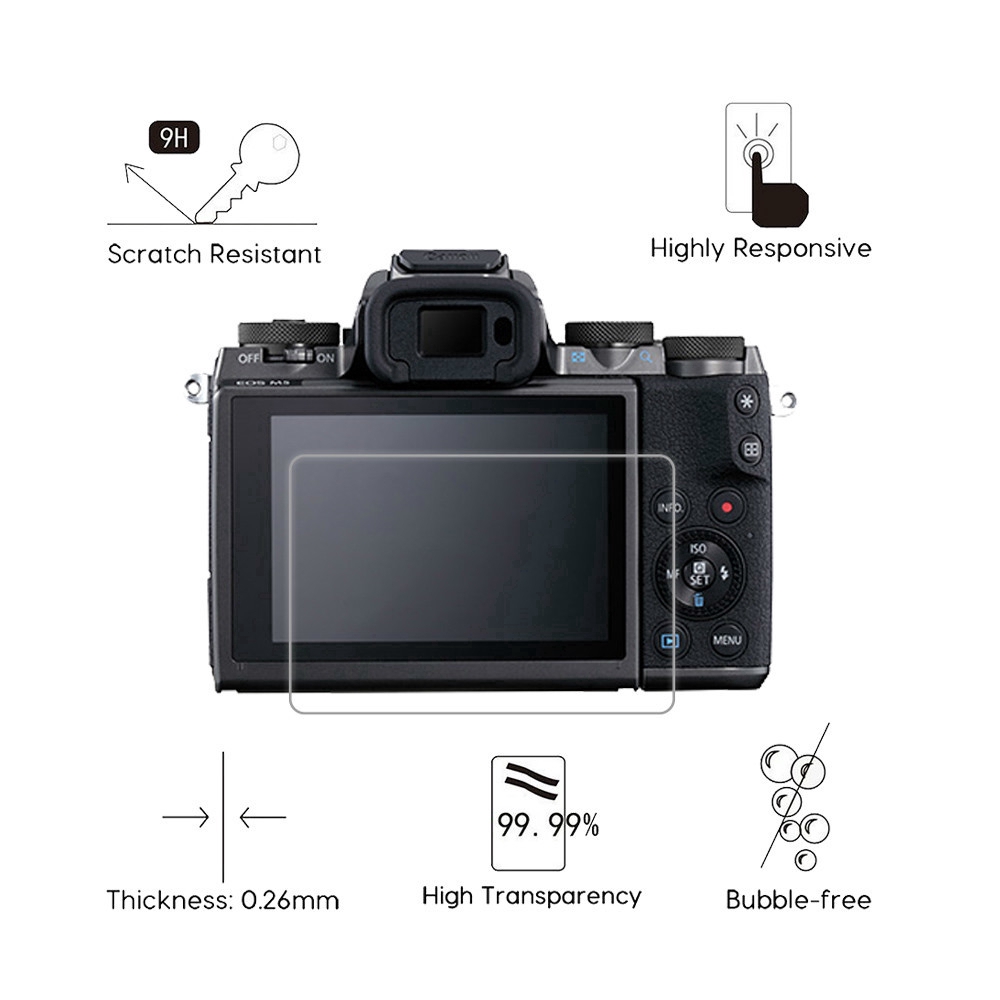 Set 2 kính cường lực 2.5D cho màn hình LCD camera EOS M6 7D Mark II 7DII 5DS 5DS R