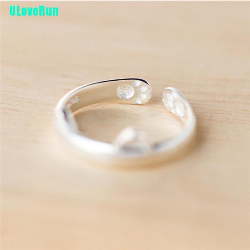 1 Nhẫn Mạ Bạc Hình Tai Mèo Dễ Thương