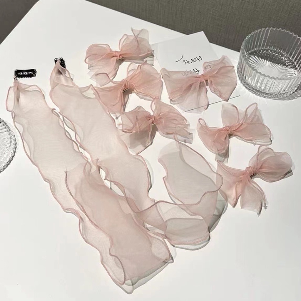 Băng Đô Cài Tóc Hình Nơ Bằng Lưới Phong Cách Hàn Quốc 2022