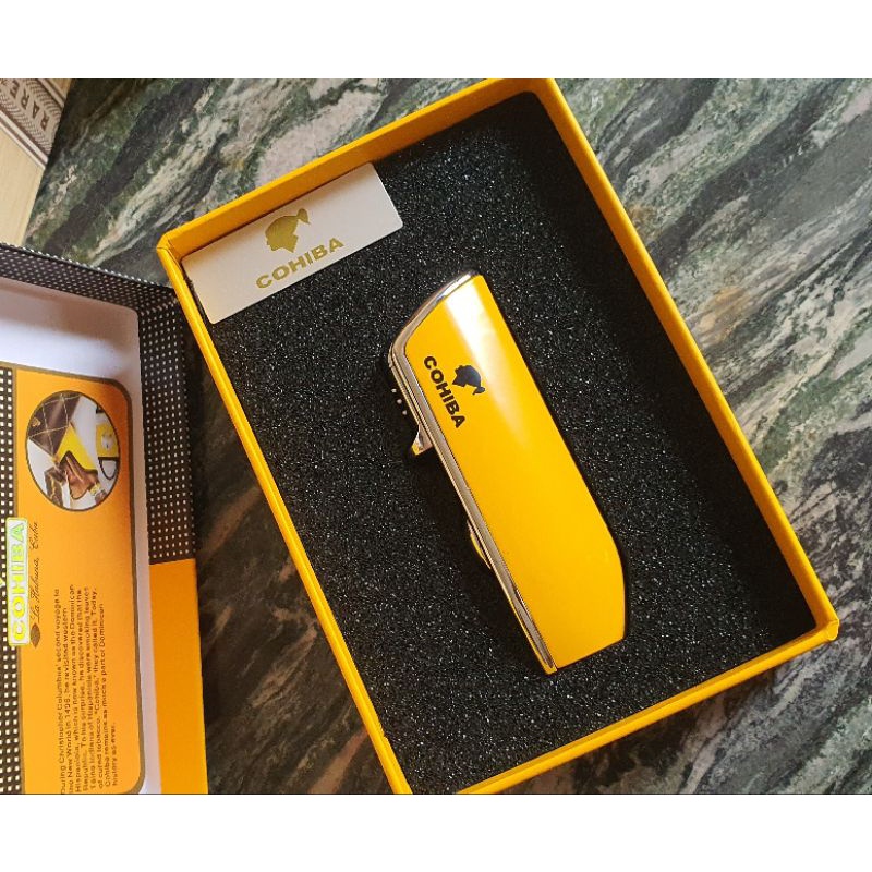 Bật- lửa khò xì gà- hộp quet-khò 3 tia,cohiba hộp giấy sang trọng