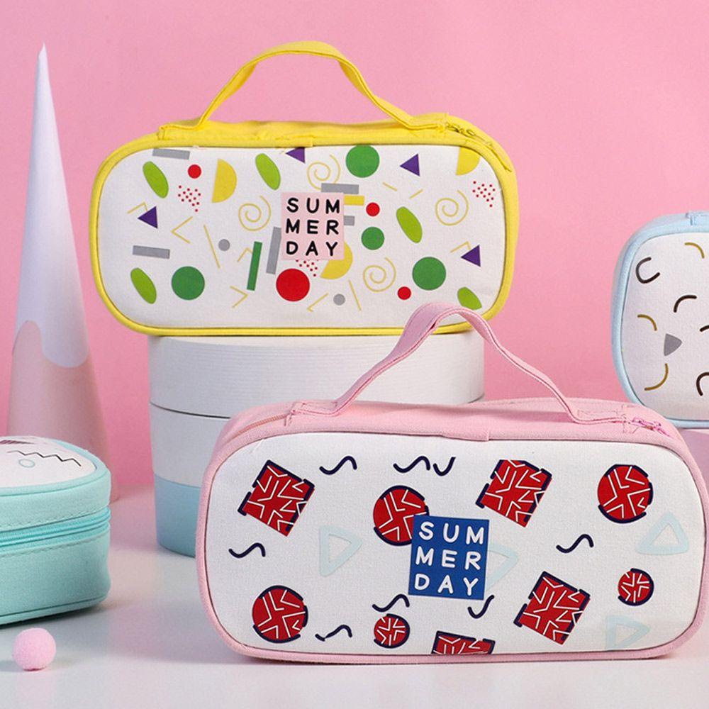 Túi Đựng Bút Bằng Vải Canvas Cỡ Lớn In Họa Tiết Hoạt Hình Dễ Thương Cho Học Sinh
