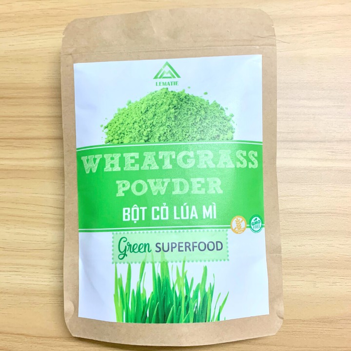 Bột cỏ lúa mì sấy lạnh nguyên chất Lematie giảm cân, detox, eat clean, bột đã được kiểm nghiệm, chứng nhận ATVSTP (45g)