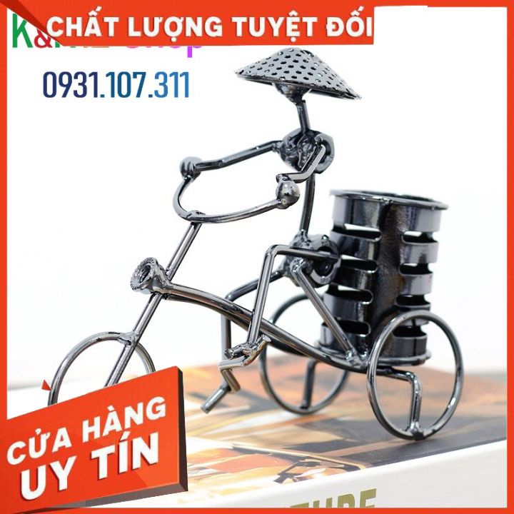 Hộp đựng bút để bàn sáng tạo. Trang trí để bàn phiên bản xe đạp đồ chơi thủ công độc đáo, sáng tạo. Quà tặng ý nghĩa.