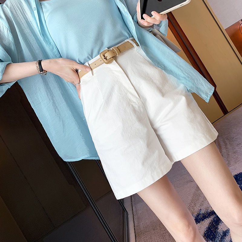 Quần short IELGY lưng cao dáng chữ A ống rộng phong cách Anh Quốc thời trang mùa hè cho nữ