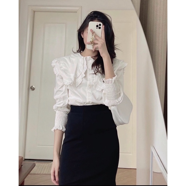 Chân váy đuôi cá dáng dài màu đen phong cách Hàn - Lumii