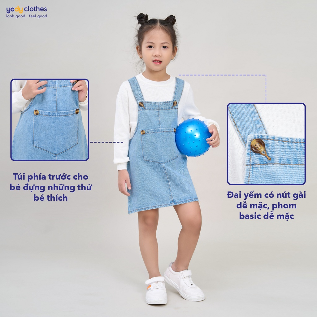 Yếm váy jean bé gái YODY có túi ở bụng dễ thương KID4341