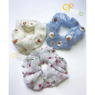 Combo 3 dây buộc tóc vải Scrunchies, đồ buộc tóc crunchies phụ kiện tóc