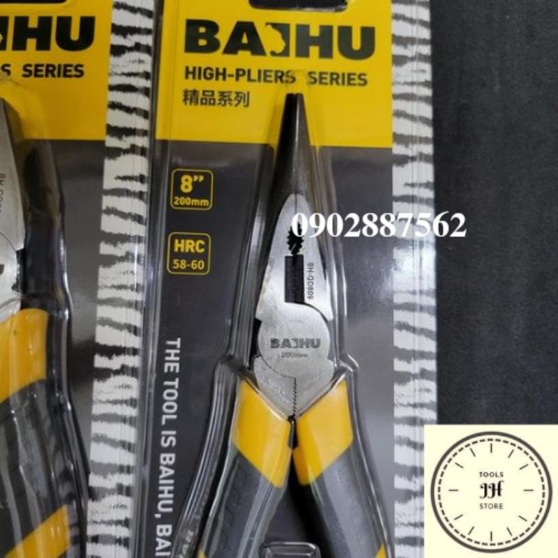 kìm 8inch BAIHU hàng cao cấp thép hrc54 (kìm bằng, kìm cắt, kìm nhọn)