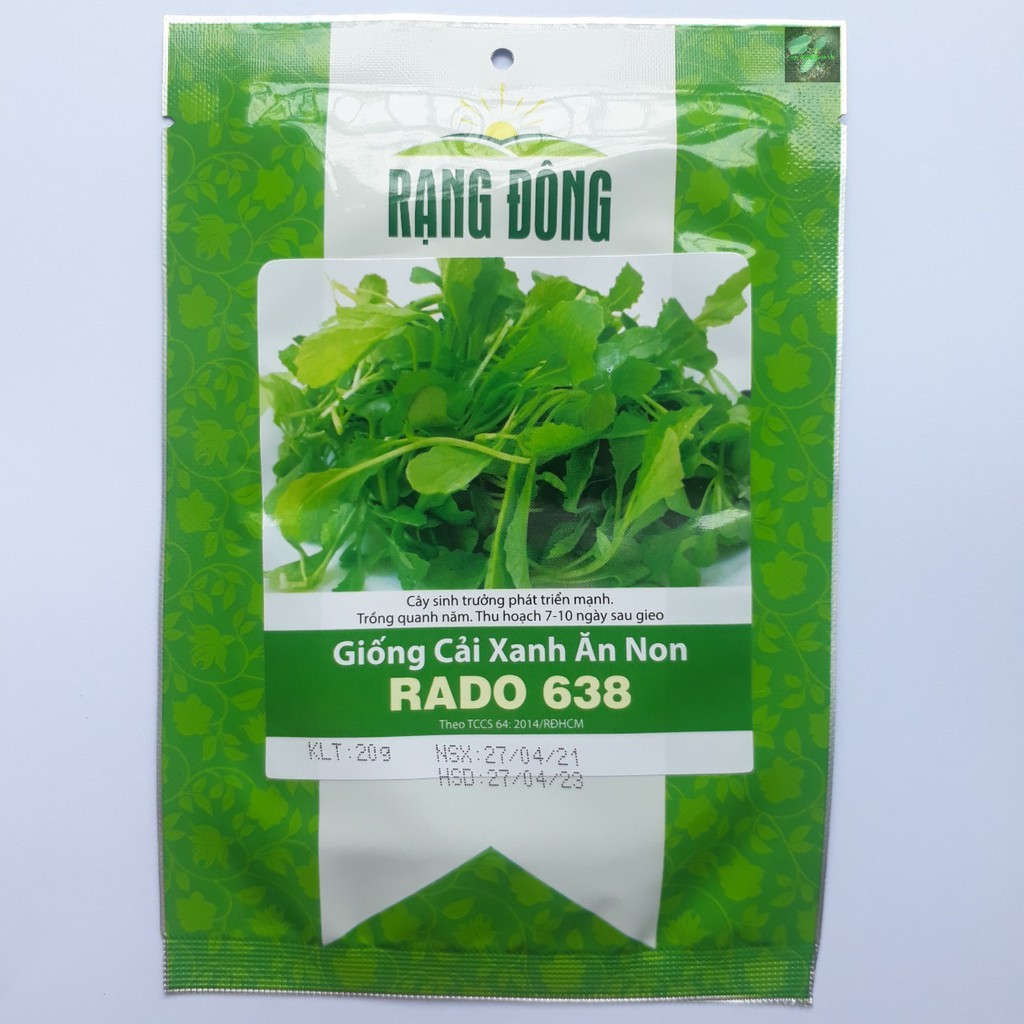 [Seeds] Hạt giống cải xanh ăn non Rado, đóng gói 20gr