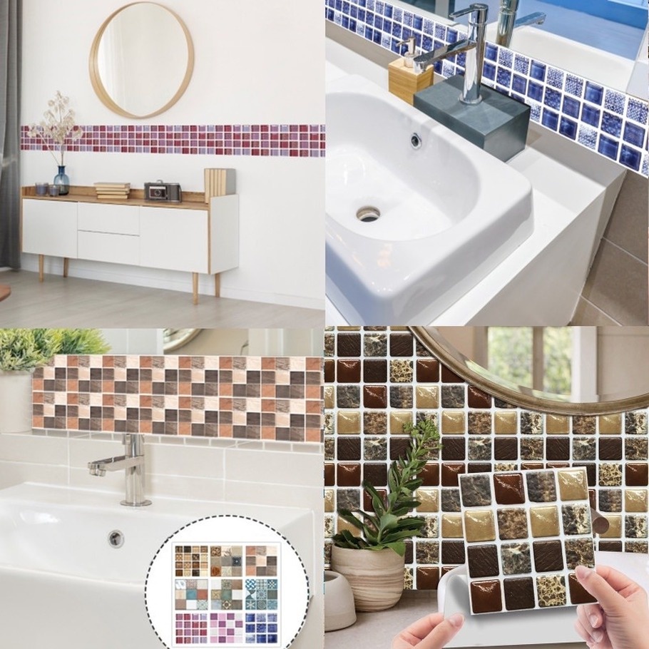 Miếng Dán Tường 3D Họa Tiết Gạch Lát Chống Nước Chống Dầu Trang Trí Nhà Bếp / Phòng Tắm