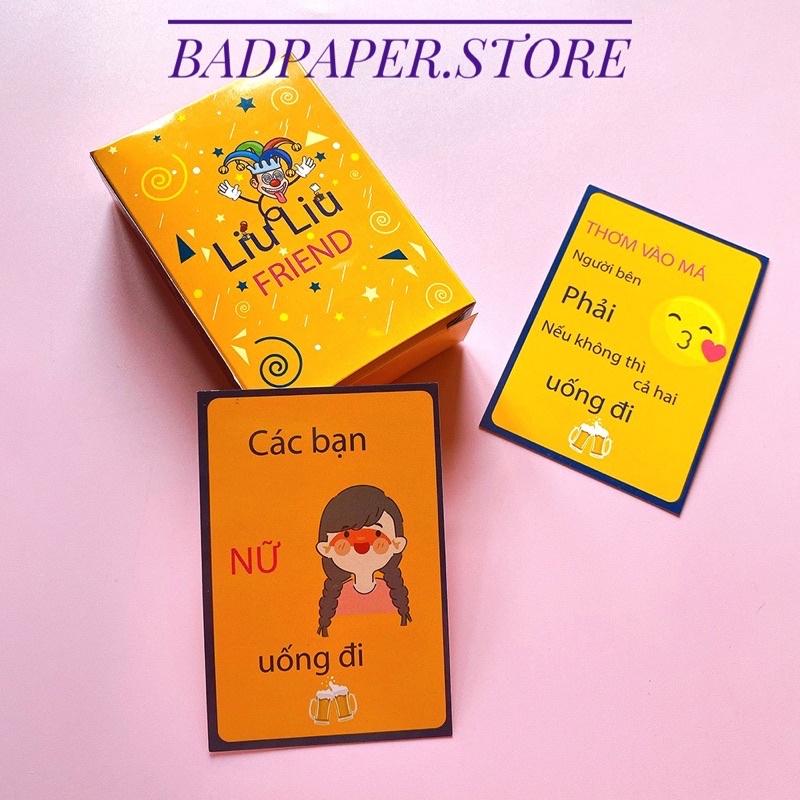 Bộ Bài Liu Liu Friend Uống Rượu Bia 90 Lá Bài Huệ Nốc Out Cho Nhóm Bạn Tụ Tập LIULIU Friend drinking game