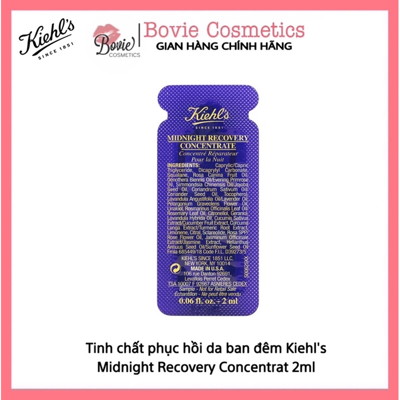 [Sample] Serum dưỡng da ban đêm Kiehls | Tinh chất dưỡng da Kiehl’s Midnight Recovery Concentrat 2ml