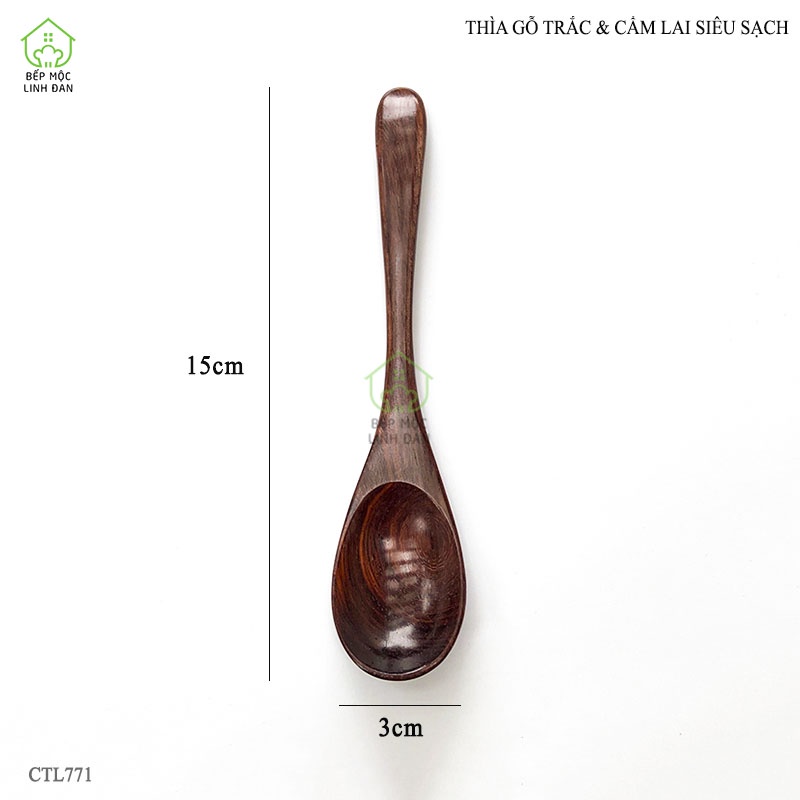 Thìa Ăn Dặm Gỗ Trắc, Cẩm Lai Siêu Sạch HAHANCO  Size 15cm