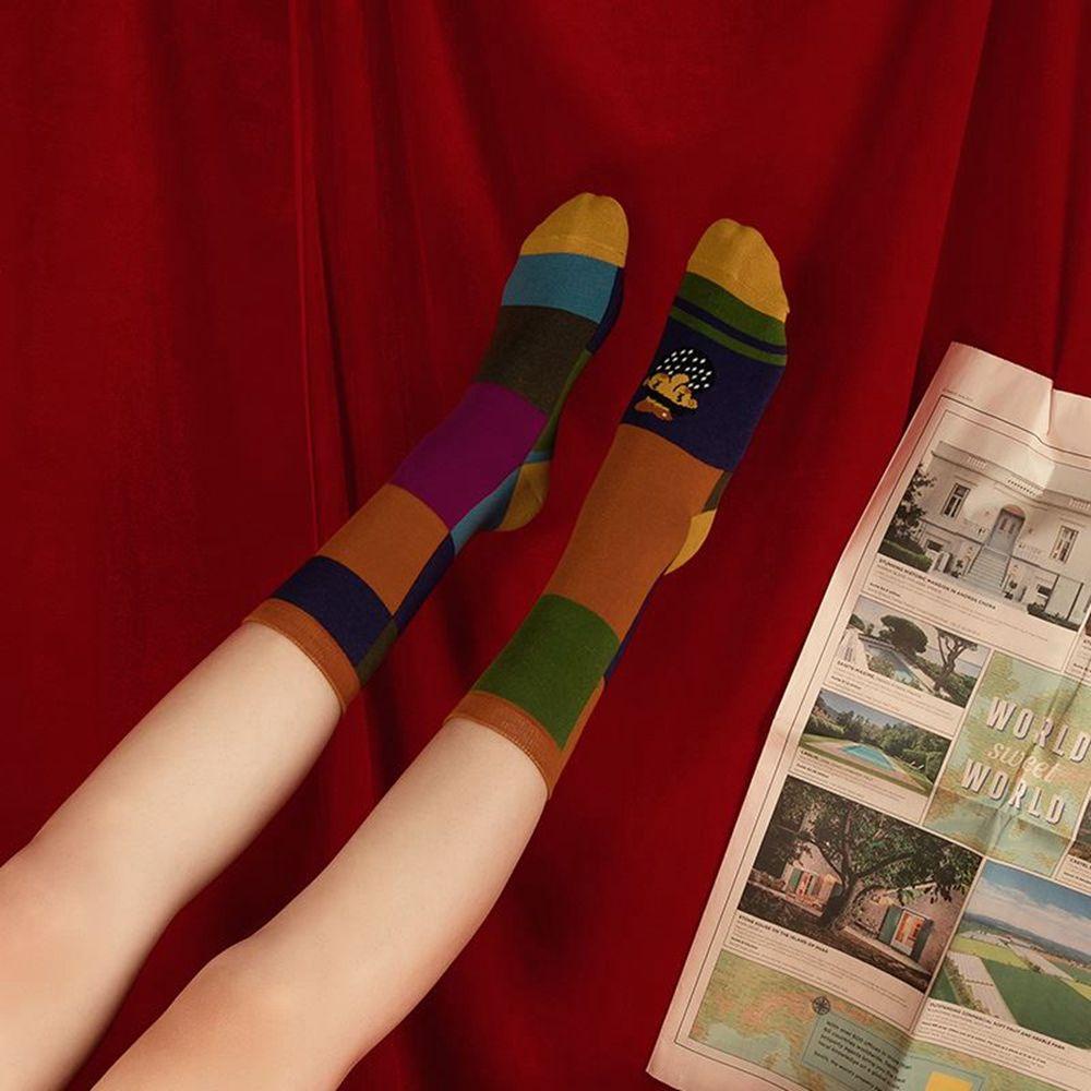 Vớ Cổ Cao Thoáng Khí Thấm Hút Mồ Hôi In Họa Tiết Graffiti Phong Cách Phương Tây Cho Nam