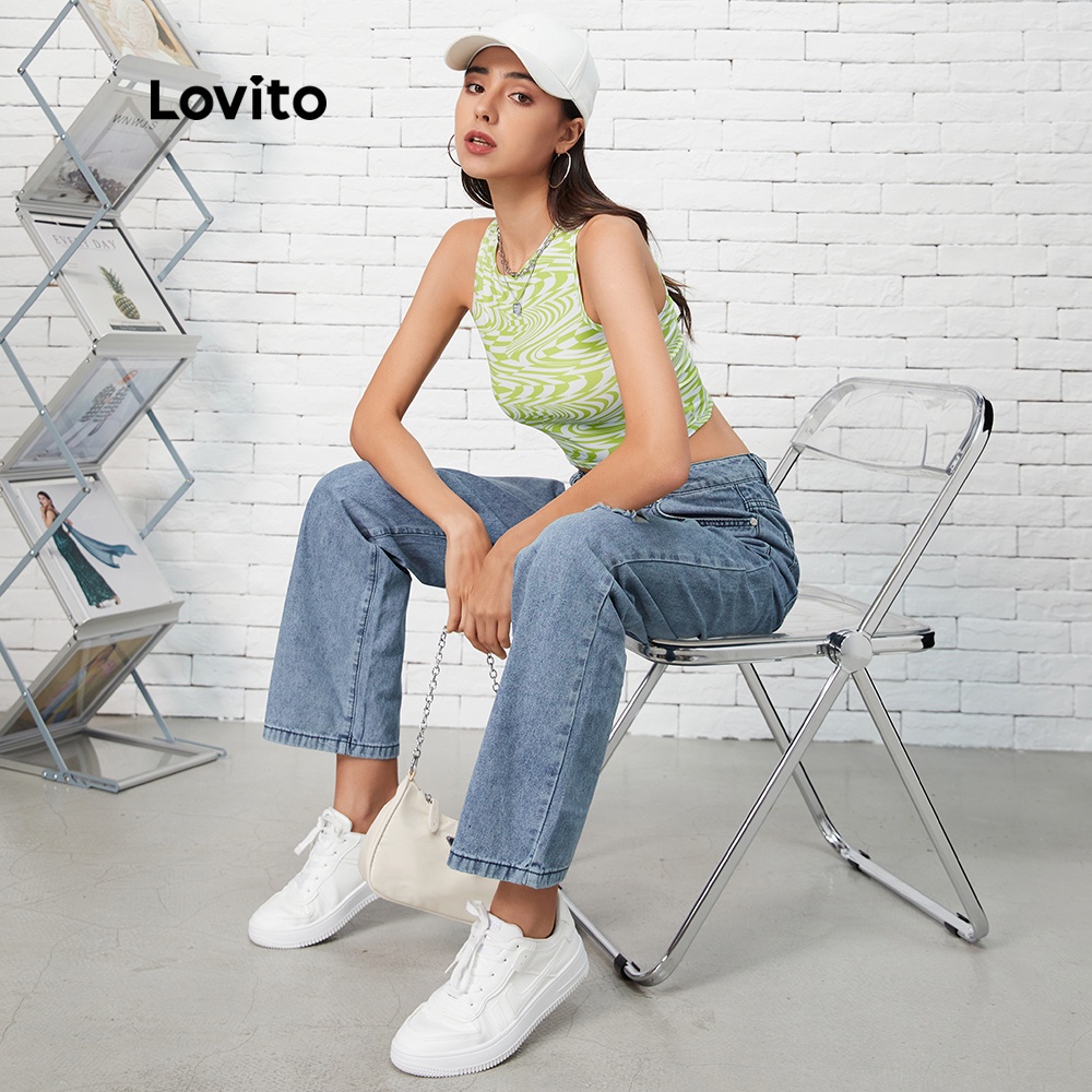 Áo tank top Lovito màu xanh lá L07082 | BigBuy360 - bigbuy360.vn