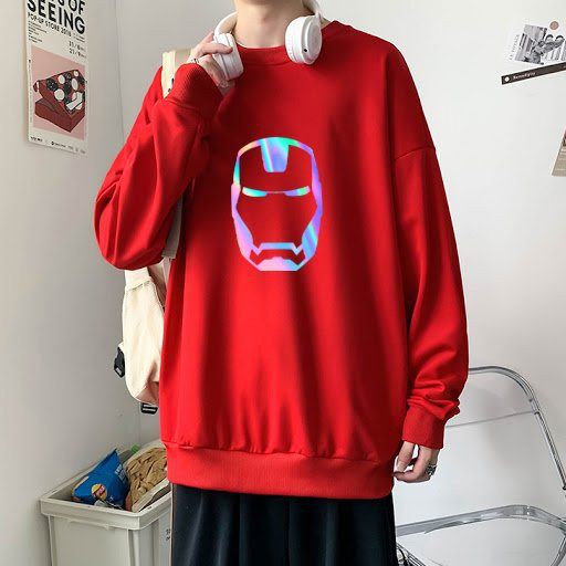 Áo Sweater 🔴 Áo Sweater Form Rộng Nam Nữ In Iron Man Phản Quang | CoolZy