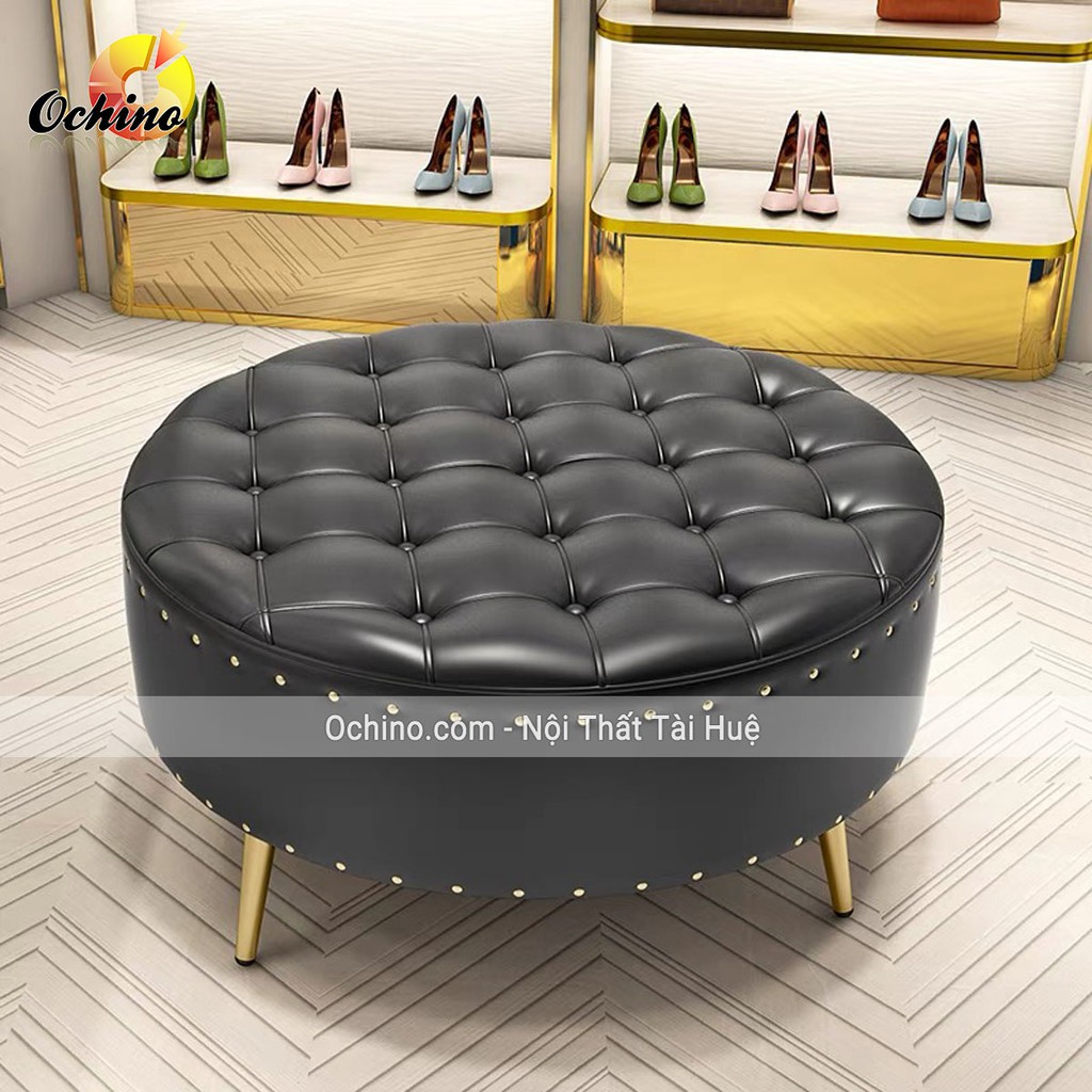 Ghế Tròn, Đôn Tròn Sofa, Ghế Đôn Tròn To Chân Vàng Cách Điệu size 1m ( Đủ màu)