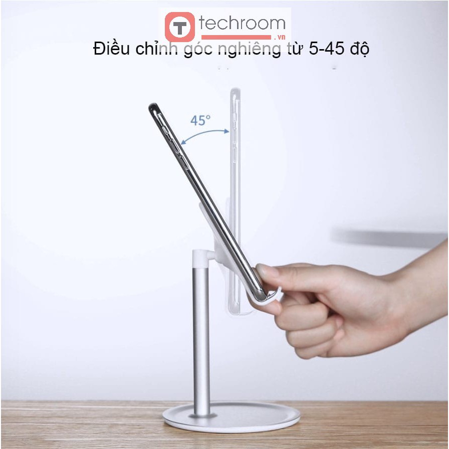 Giá đỡ đế để bàn cho điện thoại máy tính bảng iphone ipad hợp kim nhôm xoay 360 độ Techroom