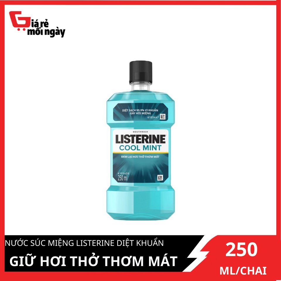 Nước súc miệng Listerine Diệt khuẩn giữ hơi thở thơm mát Cool Mint 250ml