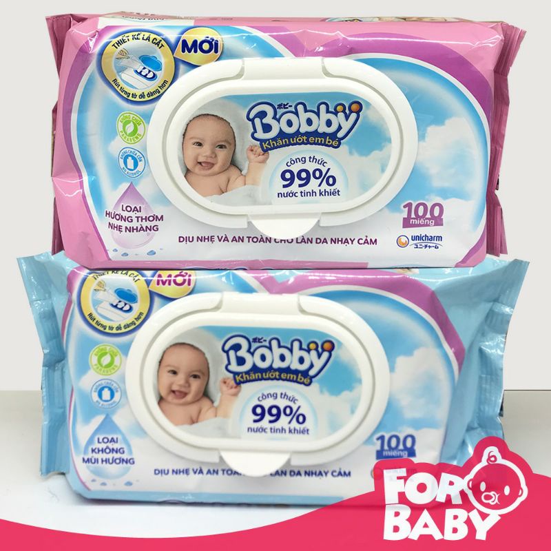 Khăn Ướt Bobby Loại 100 Tờ Kháng Khuẩn