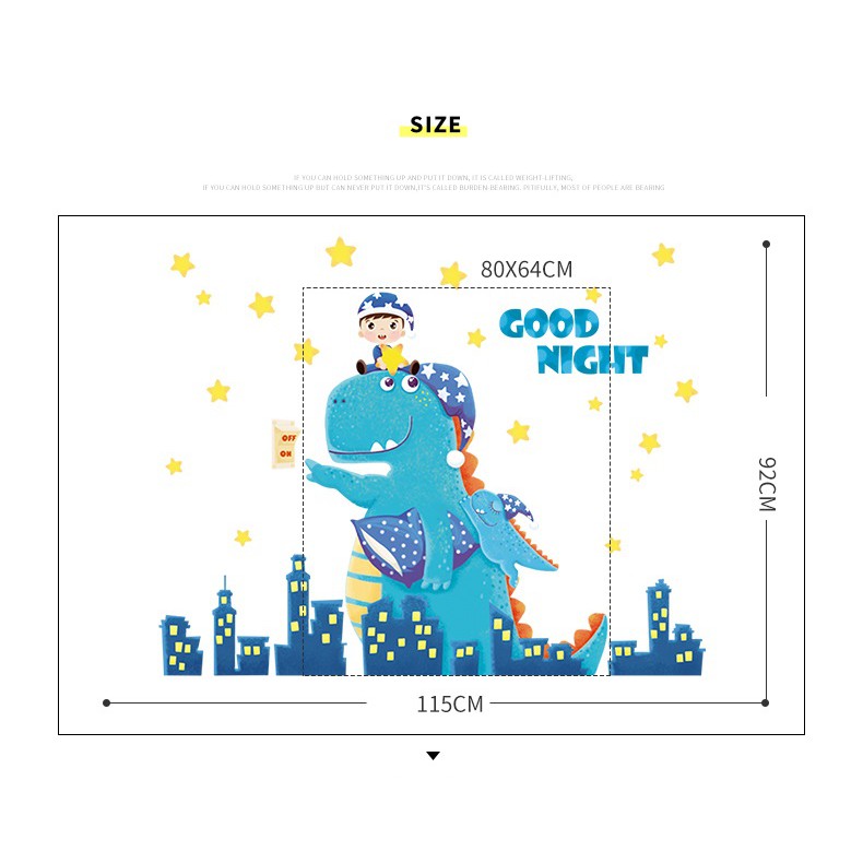 Decal dán tường Khủng long tắt đèn A54 - Decal dán tường Hàn Quốc | BigBuy360 - bigbuy360.vn