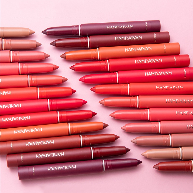 Son Môi Dạng Bút 6 Màu Nhung Lì Tự Nhiên Tùy Chọn Chống Nước Không Phai