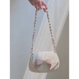 Túi xách nữ trắng phối nơ hồng