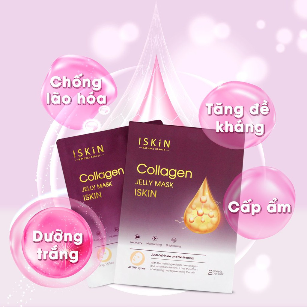 Y - Mặt nạ collagen thạch tinh thể pha lê phục hồi da chuyên sâu, mặt nạ dưỡng da ISKIN Hàn Quốc
