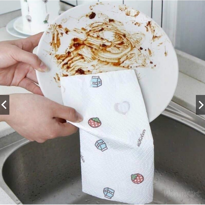 Giấy Lau Đa Năng - Khăn Lau Bếp, Lau Tay 50 Tờ 1 Cuộn Có Thể Giặt Được