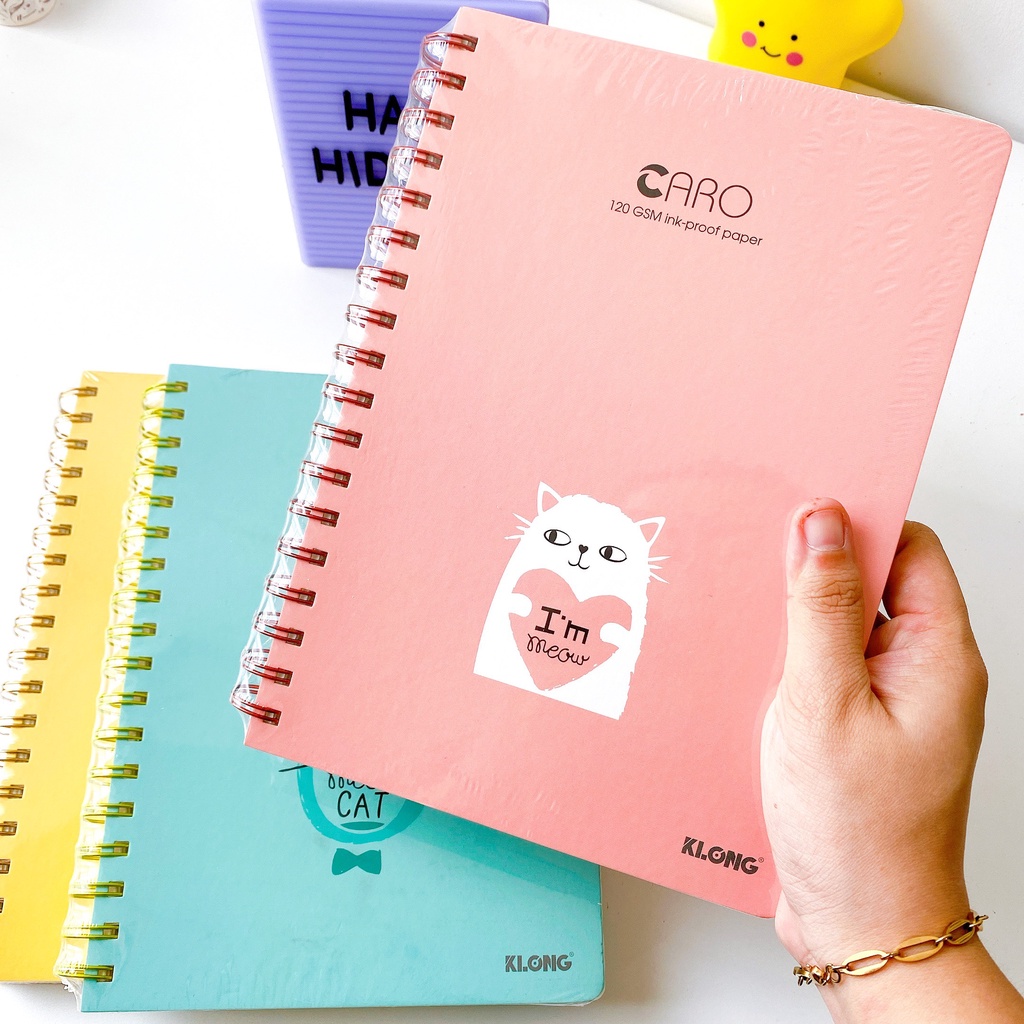 Sổ KLONG Caro lò xo kép B5 200 trang - Sổ 120GSM Chống Thấm Mực - Hidari