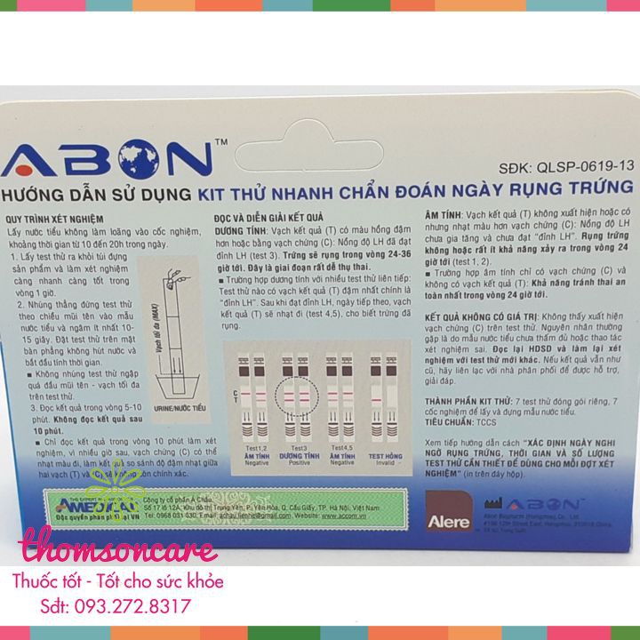 Que test rụng trứng Abon - Hộp 7 que - Kết quả nhanh - Giao hàng kín đáo - Che tên sản phẩm